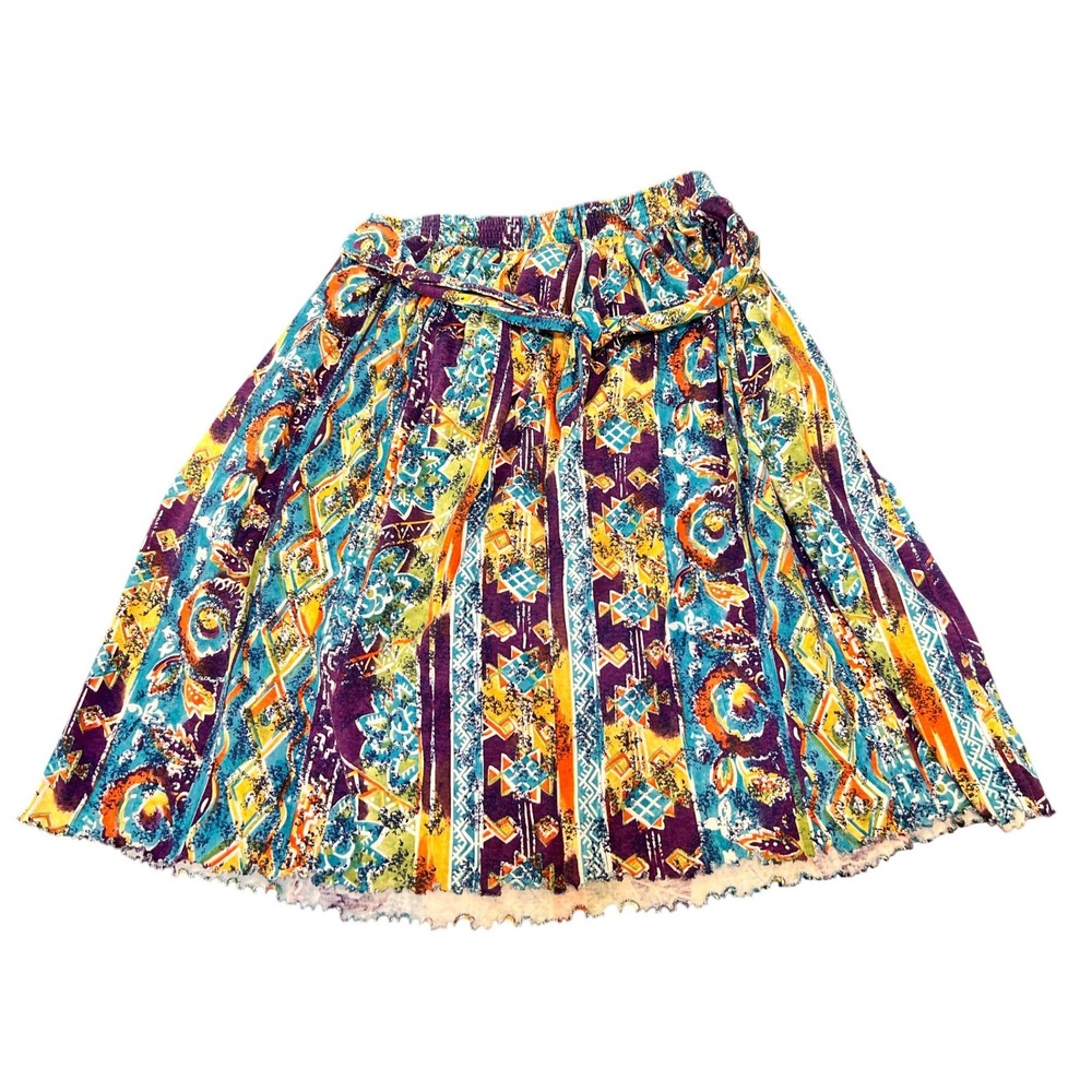 Sakura Sport Midi Skirt Women Large Multi-Color Excellent Vintage Abstract Print